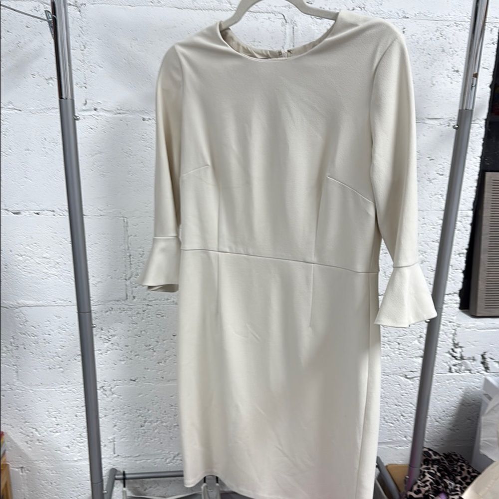 Donna Morgan Cream Sheath Dress with Bell Sleeves - LIKE NEW - Size 10 Elegant